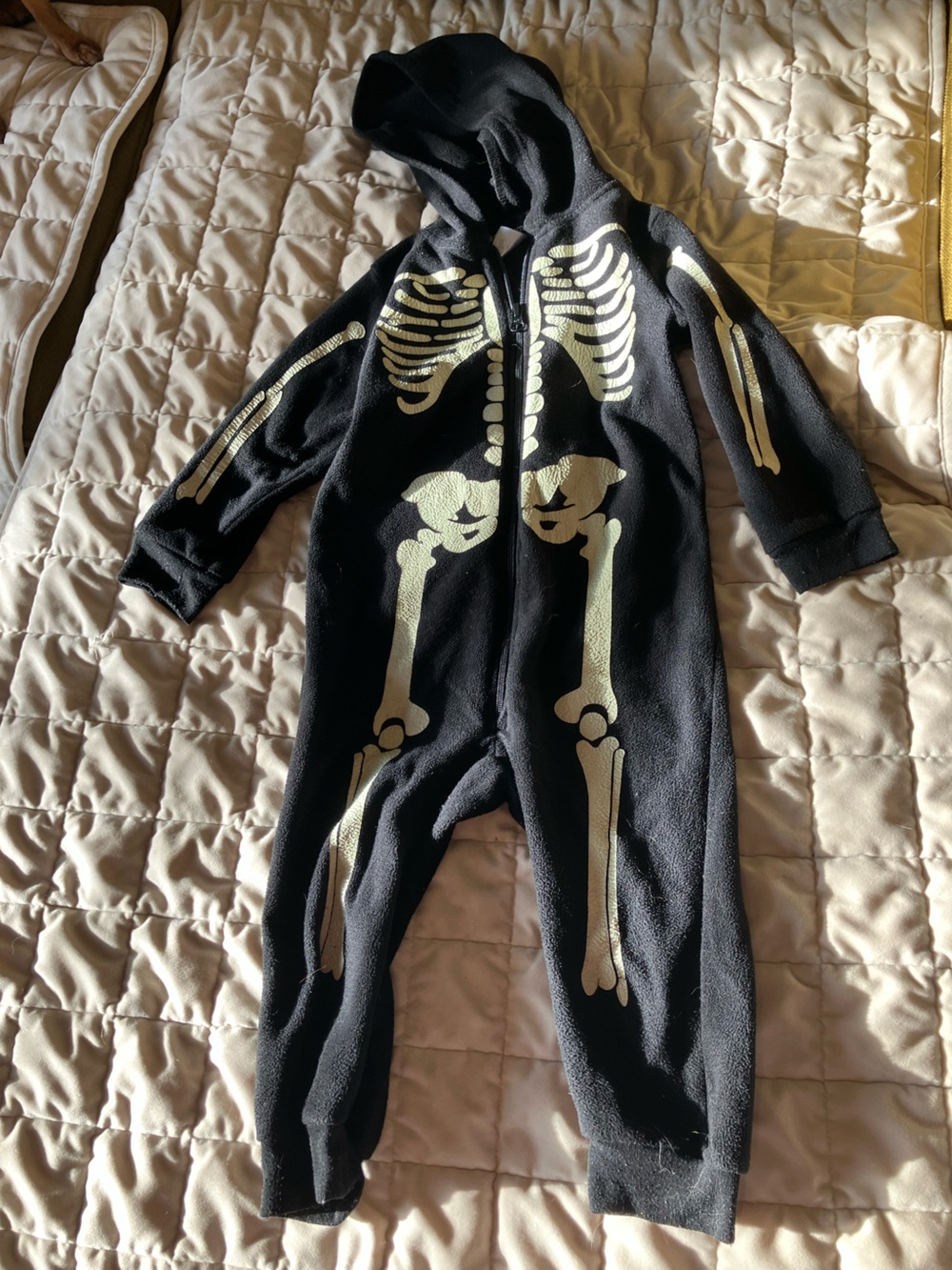 Kids Glow in the Dark Skeleton Onesie Zip Front